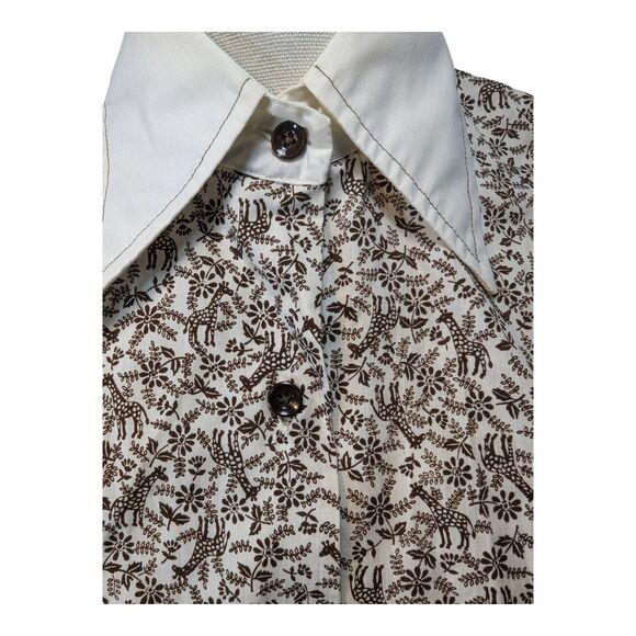 Vintage Ship'n Shore Dickie Collar & Wrist Cuffs Giraffes Flowers Brown & Cream - Picture 5 of 15